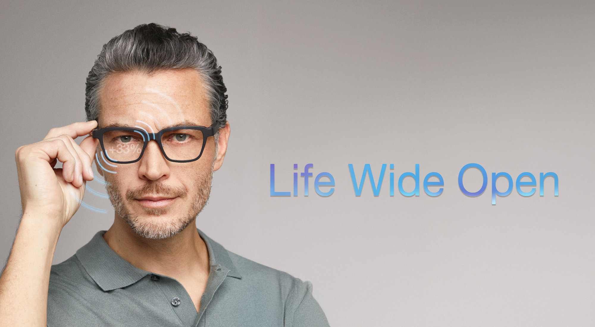 Morrow e-Progressive electronic eyewear presented on a neutral studio background